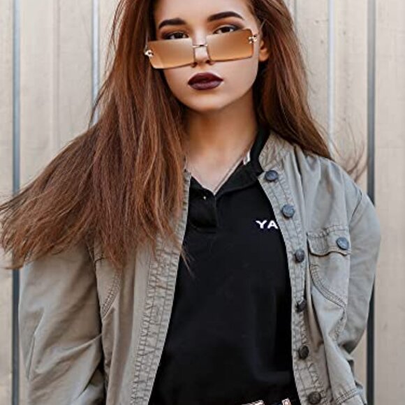 4 Pairs Rimless Rectangle Sunglasses Frameless Square Glasses Vintage - Picture 7 of 8